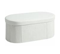 HOMCOM Puff Almacenaje, Banco Almacenaje Plegable, 72 L, 76x38x35 cm, Tapizado en Terciopelo, Baúl de Almacenamiento, Carga 120 kg, Taburete para Sala de Estar, Dormitorio, Entrada, Crema