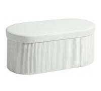 HOMCOM Puff Almacenaje, Banco Almacenaje Plegable, 72 L, 76x38x35 cm, Tapizado en Terciopelo, Baúl de Almacenamiento, Carga 120 kg, Taburete para Sala de Estar, Dormitorio, Entrada, Crema