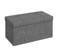 HOMCOM Puff Almacenaje, Banco Almacenaje Plegable, 84 L, 76x38x38 cm, Tapizado en Lino Sintético, Baúl de Almacenamiento, Carga 120 kg, Taburete para Sala de Estar, Dormitorio, Entrada, Gris Oscuro