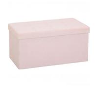 HOMCOM Puff Almacenaje, Banco Almacenaje Plegable, 84 L, 76x38x38 cm, Tapizado en Lino Sintético, Baúl de Almacenamiento, Carga 120 kg, Taburete para Sala de Estar, Dormitorio, Entrada, Rosa