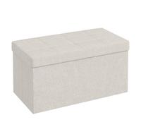 Homcom puff almacenaje, banco almacenaje plegable, 84 l, 76x38x38 cm, tapizado en lino sintético, baúl de almacenamiento, carga 120 kg, taburete para sala de estar, dormitorio, entrada, crema 76 cm