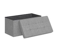 Homcom puff almacenaje, banco almacenaje plegable, 84 l, 76x38x38 cm, tapizado en lino sintético, baúl de almacenamiento, carga 120 kg, taburete para sala de estar, dormitorio, entrada, gris claro 38