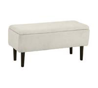 HOMCOM Banco de Pie de Cama Baúl Almacenaje Tapa Abatible Patas de Madera 95x38x45 cm Beige para Dormitorio Aosom España