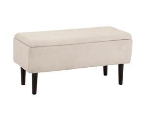 HOMCOM Puff Almacenaje, Banco Almacenaje Plegable, Capacidad de 57 L, 95x38x45 cm, Tapizado en Borreguito, Pie de Cama con Tapa Abatible y Patas de Madera, para Salón, Dormitorio, Entrada, Crema