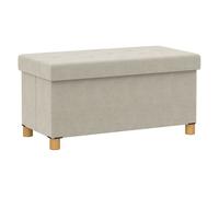 HOMCOM Puff Almacenaje, Banco Almacenaje Plegable, Capacidad de 67 L, 76x38x38 cm, Tapizado en Terciopelo, Baúl de Almacenamiento Dormitorio, Carga 120 kg, para Sala de Estar, Entrada, Crema