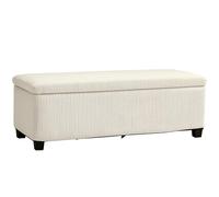 HOMCOM Puff Almacenaje, Banco Almacenaje Plegable, Capacidad de 84 L, 112x42x40 cm, Tapizado en Pana, Pie de Cama, Carga 220 kg, para Sala de Estar, Dormitorio, Entrada, Beige