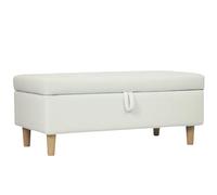 HOMCOM Puff Almacenaje Baúl Tapizado de Terciopelo 100x50x43 cm con Patas de Madera Capacidad 71L Soporta 240 kg Banco Almacenaje para Dormitorio Pasillo Salón Blanco Crema