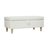 Homcom puff almacenaje baúl tapizado de terciopelo 100x50x43 cm con patas de madera capacidad 71l soporta 240 kg banco almacenaje para dormitorio pasillo salón blanco crema