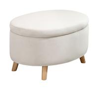 HOMCOM Puff Almacenaje Ovalado Banco Almacenaje 71x51,5x42 cm Beige