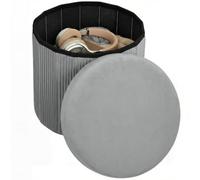 HOMCOM Puff Almacenaje Plegable Terciopelo 35 L 38x38x38 cm Gris Oscuro | Banco Almacenaje, Baúl de Almacenamiento, Carga 120 kg, Taburete para Sala de Estar, Dormitorio, Entrada