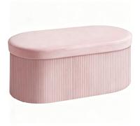 HOMCOM Puff Almacenaje, Banco Almacenaje Plegable, 72 L, 76x38x35 cm, Tapizado en Terciopelo, Baúl de Almacenamiento, Carga 120 kg, Taburete para Sala de Estar, Dormitorio, Entrada, Rosa