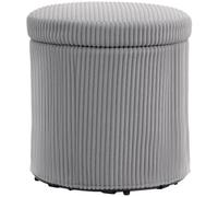 HOMCOM Puff Almacenaje Redondo Baúl Almacenaje Ø40x41 cm Gris Claro | Tapizado en Pana, Asiento Acolchado, Tapa Extraíble, para Pasillo Dormitorio Salón