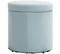 HOMCOM Puff Almacenaje Redondo Tapizado en Pana Ø40x41 cm Azul Claro