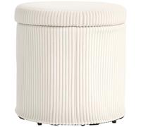 HOMCOM Puff Almacenaje Redondo Tapizado en Pana Ø40x41 cm Beige