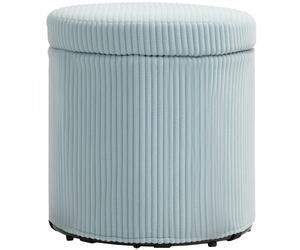 HOMCOM Puff con Almacenaje Redondo Tapizado en Pana con Estructura de Acero Estable y Acolchado Suave Ø40x41 cm azul claro