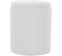 HOMCOM Puff de Almacenaje 33 L de Borreguito con Tapa Reversible Taburete Almacenaje Redondo para Salón Dormitorio Blanco