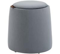 HOMCOM - Puff de almacenamiento para maletero, taburete redondo con tapa reversible, puf reposapiés de tela de terciopelo helado, para dormitorio, entrada, salón, carga 150 kg, Ø 44 x 47,5 cm, gris