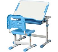 HOMCOM Pupitre Infantil con Silla para Niños +6 Años Altura Ajustable 66x47x77