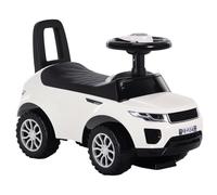 HOMCOM Quad Correpasillos 1-3 Años Estilo Carrera Juguete Andador Blanco | Coche sin Pedales para Bebé, con Orador, Volante, Compartimiento Oculto, 62x28x41,5cm