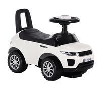 HOMCOM Quad Correpasillos Niño 1-3 Años Coche sin Pedales para Bebé Juguete Andador Estilo Carrera con Orador Volante Compartimiento Oculto 62x28x41,5cm Blanco