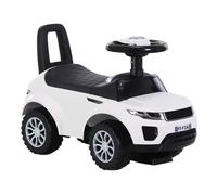 HOMCOM Quad Correpasillos Niño 1-3 Años Coche sin Pedales para Bebé Juguete Andador Estilo Carrera con Orador Volante Compartimiento Oculto 62x28x41,5cm Blanco