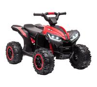 HOMCOM Quad Eléctrico para Niños 12V, Quad para Niños de 3-5 Años, con 2 Motores, Velocidad Ajustable 3-6km/h, Faros, Bocina, Música, USB, Avance y Retroceso, Rojo