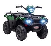 HOMCOM - Quad eléctrico infantil de 12 V, coche eléctrico para niños, doble motor, velocidad 2-4 km/h, faros y música, marcha delantera y trasera, coche con batería para 3 a 5 años, verde