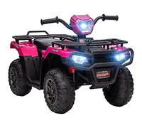 HOMCOM - Quad eléctrico infantil de 12 V, coche eléctrico para niños, doble motor, velocidad 2-4 km/h, faros y música, marcha delantera y trasera, coche con batería para 3 a 5 años, rosa