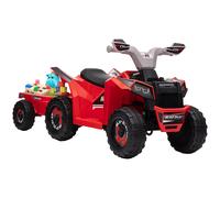 HOMCOM Quad Eléctrico Niños con Remolque 18-36 Meses Cuatrimoto Batería 106x41,5x48,5cm Rojo Aosom España