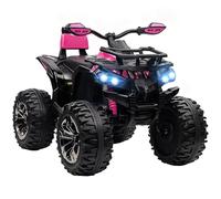HOMCOM Quad Eléctrico para Niños 12V 10AH con 2 Motores y Suspensión Rosa | ATV para Niños 3-5 Años, Arranque Suave, 3-8 km/h, Música, Faros LED, MP3, USB, Tarjeta TF, Pedal, Avance y Retroceso