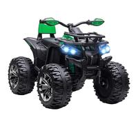 HOMCOM Quad Eléctrico para Niños 12V 10AH con 2 Motores y Suspensión Verde | ATV para Niños 3-5 Años, Arranque Suave, 3-8 km/h, Música, Faros LED, MP3, USB, Tarjeta TF, Pedal, Avance y Retroceso
