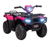 HOMCOM Quad eléctrico para niños 12V, coche eléctrico para niños, motor doble, luces y música, 88x45x50cm, rosa