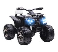 HOMCOM Quad Eléctrico para Niños 12V 10AH, Quad para Niños de 3-5 Años con 2 Motores, Velocidad 3-8 km/h, Música, Faros LED, MP3, USB, Tarjeta TF, Pedal, Avance y Retroceso, Blanco