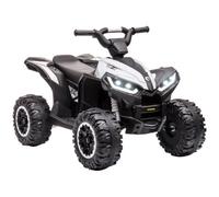HOMCOM Quad Eléctrico para Niños 12V de 3-5 Años 2 Motores 3-6km/h Blanco | Faros, Bocina, Música, USB, Avance y Retroceso