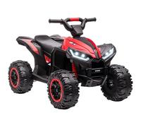 HOMCOM Quad Eléctrico para Niños 12V, Quad para Niños de 3-5 Años, con 2 Motores, Velocidad Ajustable 3-6km/h, Faros, Bocina, Música, USB, Avance y Retroceso, Rojo