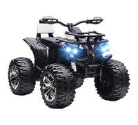 HOMCOM Quad Eléctrico para Niños 12V, Quad para Niños de 3-5 Años con 2 Motores, Velocidad 3-8 km/h, Música, Faros LED, MP3, USB, Tarjeta TF, Pedal, Avance y Retroceso, Blanco