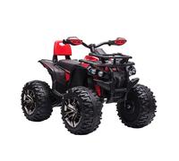 HOMCOM Quad Eléctrico para Niños 12V, Quad para Niños de 3-5 Años con 2 Motores, Velocidad 3-8 km/h, Música, Faros LED, MP3, USB, Tarjeta TF, Pedal, Avance y Retroceso, Rojo