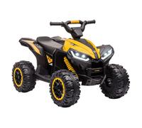 HOMCOM Quad Eléctrico para Niños 12V, Quad para Niños de 3-5 Años, con 2 Motores, Velocidad Ajustable 3-6km/h, Faros, Bocina, Música, USB, Avance y Retroceso, Amarillo