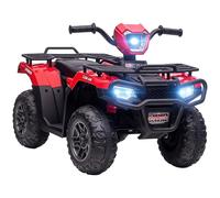 HOMCOM Quad Eléctrico para Niños con LED y Música, Coche Eléctrico, Vehículo Infantil a Partir de 3 Años, Moto, Negro+Rojo, 88 x 45 x 50 cm