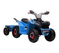HOMCOM Quad Eléctrico para Niños con Remolque 6V Quad para Niños de 18-36 Meses con Velocidad 2,5 km/h 6 Ruedas Azul Aosom España