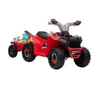 HOMCOM Quad Eléctrico Niños con Remolque 18-36 Meses Cuatrimoto Batería 106x41,5x48,5cm Rojo Aosom España