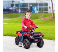 HOMCOM Quad Eléctrico para Niños, máx. 4 km/h, a partir de 3 años, Luces LED, Conector de Música, negro y rojo 88 x 45 x 50 cm