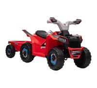 HOMCOM Quad Eléctrico para Niños con Remolque a Batería 6V Coche Eléctrico Cuatrimoto para Niños de 18-36 Meses con Velocidad 2,5 km/h Carga 25 kg 106x41,5x48,5 cm Rojo