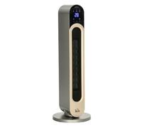 HOMCOM Calefactor Cerámico de Torre 1100/2200W con Mando Pantalla LED Temporizador y Oscilación Ø25x73,5 cm Plata Aosom España