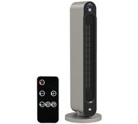 HOMCOM Radiador Eléctrico bajo Consumo 2000 W PTC Calefactor Eléctrico de Torre con Mando a Distancia Pantalla LED Temporizador de 12H Termostato 3 Modos y Oscilación para 20-25 m² Plata y Negro
