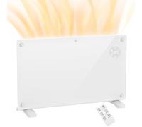 HOMCOM Radiador eléctrico de pared o suelo convector de cristal de 1500W con pantalla LED, temporizador de 24 horas o semanal, termostato, mando a distancia, blanco