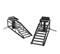 HOMCOM Rampa de Carga hidráulica Lote 2, Ajustable Altura, 3 t, Negro | Rampa metálica de umbral, se adapta a neumáticos hasta 23 cm, ideal para cambios de aceite.