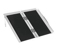 HOMCOM Rampa de Silla de Ruedas Rampa de Carga Rampa de Acceso Antideslizante Plegable con Bordes de Seguridad MAX. 270 kg. 60 x 73 x 5 cm. Negro