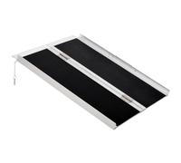 HOMCOM Rampa para Silla de Ruedas Rampa de Carga Rampa de Acceso antideslizante Plegable con Bordes de seguridad Máx. 270 kg dim. 91L x 72l x 5H cm alu. Negro