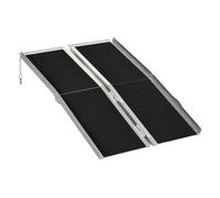 HOMCOM Rampa para Silla de Ruedas Plegable 122x73,5 cm Rampa Portátil de Aluminio Rampa de Umbral Antideslizante Negro